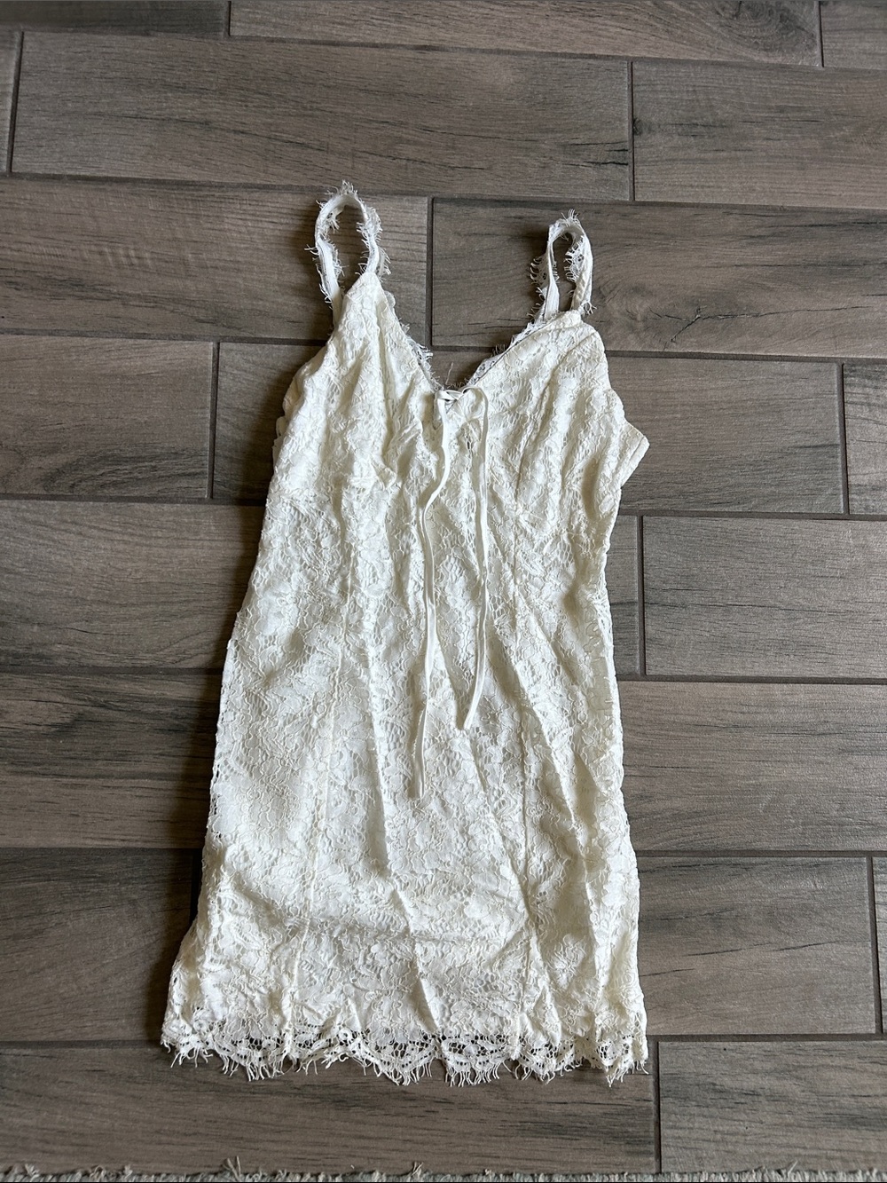 Main Strip White Lace Slip Dress